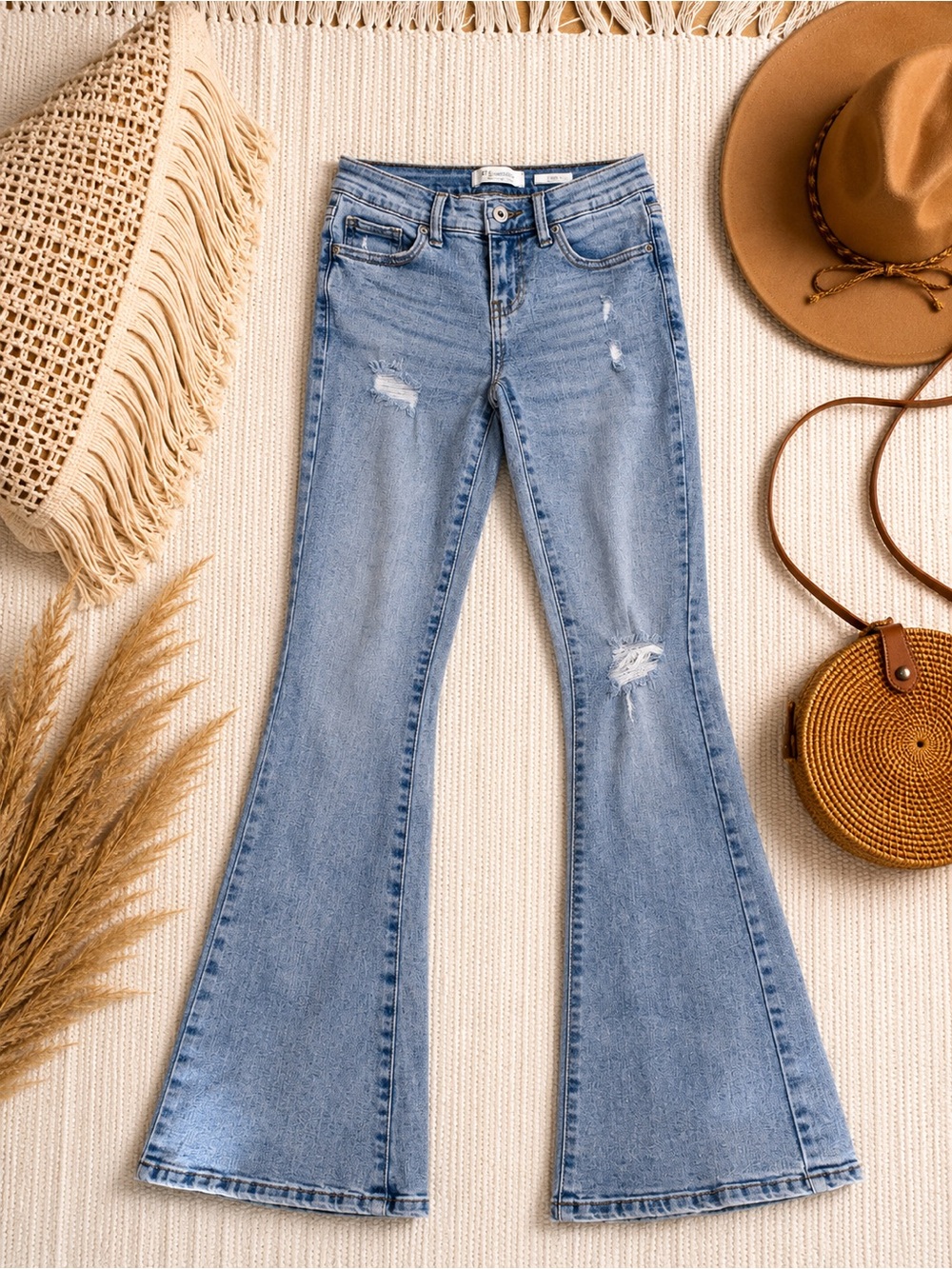 Celebrity Pink Light Blue Low-Rise Flare Jeans